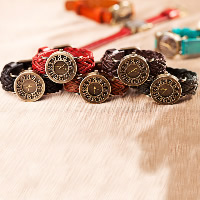 Bracelets de montre pour femmes, cuir de peau de vache, avec cadran en alliage de zinc & verre, mouvement chinoise, Plaqué de couleur de bronze antique, tressé, plus de couleurs à choisir, 35mm Environ 9.4 pouce, Vendu par PC