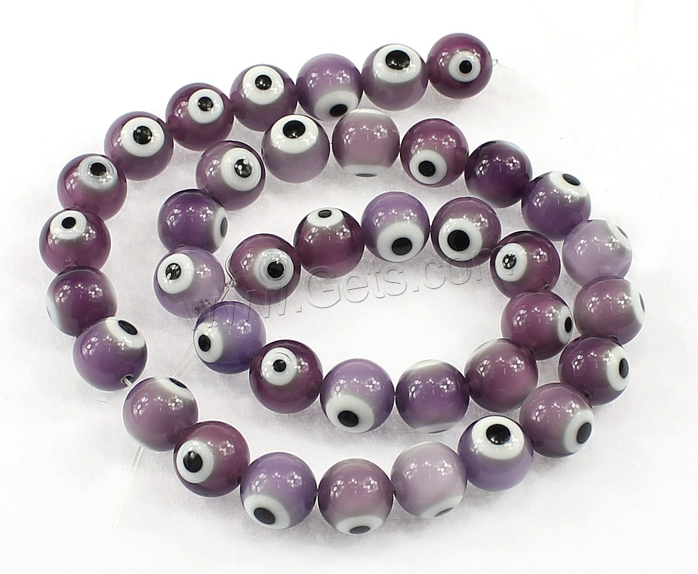 Böser Blick Lampwork Perlen, rund, böser Blick- Muster & verschiedene Größen vorhanden, keine, verkauft von Strang