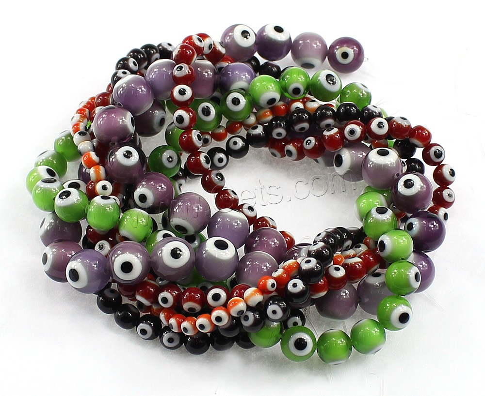 Evil Eye Lampwork Beads, Round, evil eye pattern & different size for choice, more colors for choice, Sold By Strand