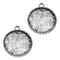 Zinc Alloy Pendant Cabochon Setting, Flat Round, antique silver color plated Approx 2.5mm, Inner Approx 20mm 
