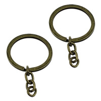 Iron Key Split Ring, antique bronze color plated, with extender chain 
