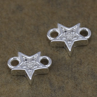 Cubic Zirconia Sterling Silver Connector, 925 Sterling Silver, Star, plated, with cubic zirconia & 1/1 loop Approx 1mm 