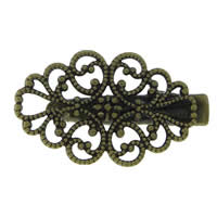 Alligator Hair Clip Findings, Iron, with brass setting 