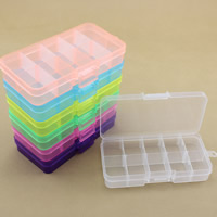 Boîte en plastique, rectangle, transparent & 10 cellules, plus de couleurs à choisir Vendu par PC