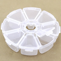 Plastic Bead Container, Flower, transparent & 8 cells, white 