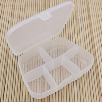 Plastic Bead Container, Trapezium, 5 cells & transparent, white 