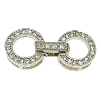 Sterling Silver Fold Over Clasp, 925 Sterling Silver, Donut, plated, micro pave cubic zirconia 24mm Approx 