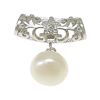 Cultured Pearl Sterling Silver Pendants, 925 Sterling Silver, with Freshwater Pearl, plated, natural 18mm 9mm Approx 3mm 
