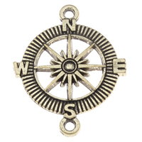 Zinc Alloy Charm Connector, Compass, plated, nautical pattern & 1/1 loop nickel, lead & cadmium free Approx 1.5mm 
