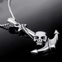 Titanium Steel Pendants, Anchor, nautical pattern & with skull pattern & for man & blacken Approx 