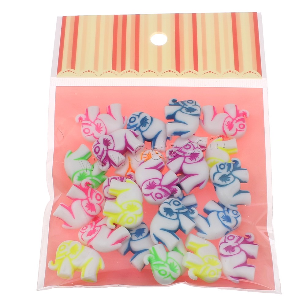 perle acrylique de lavage chimique , avec Bande en plastique, éléphant, normes différentes pour le choix & fluorescent, couleurs mélangées, Vendu par sac