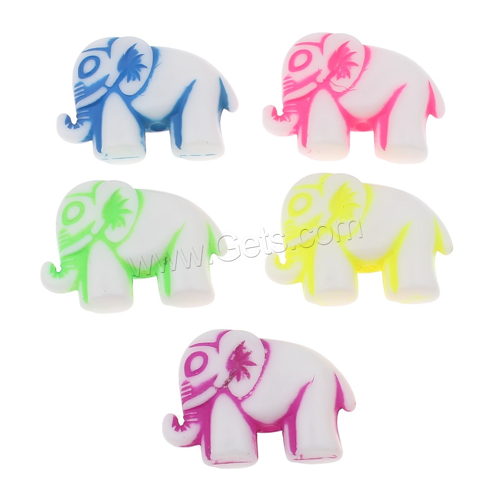 Chemical Wash Acrylic Beads, with OPP Bag, Elephant, different size for choice & fluorescent, mixed colors, Sold By Bag