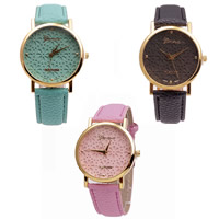 Women Wrist Watch, Zinc Alloy, with PU Leather & Glass, Chinese movement, plated, adjustable 20mm Approx 9.8 Inch 
