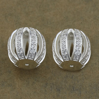 Rhinestone Sterling Silver Beads, 925 Sterling Silver, Drum, plated, with rhinestone & hollow Approx 1mm 