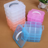 Plastic Bead Container, Square, transparent & 18 cells 