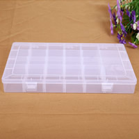 Plastic Bead Container, Rectangle, transparent & 24 cells, white 