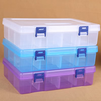 Plastic Bead Container, Rectangle, transparent & 16 cells 