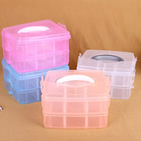 Plastic Bead Container, Square, transparent & 12 cells 