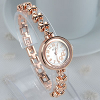 Bracelets de montre pour femmes, alliage de zinc, avec verre, mouvement chinoise, Plaqué de couleur d'or rose, avec strass, 20mm Environ 9 pouce, Vendu par brin