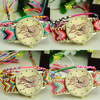 Braided Friendship Watch, Zinc Alloy, with Wool & Glass, Chinese movement, gold color plated, adjustable Approx 8.7 Inch 