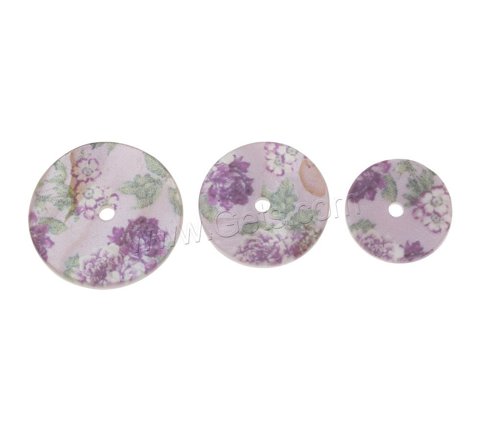 Fancy Printing Shell Beads, Freshwater Shell, Flat Round, natural & different size for choice & double-sided, Sold By PC