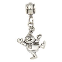 Zinc Alloy European Pendants, Snowman, antique silver color plated, without troll, nickel, lead & cadmium free Approx 5mm 