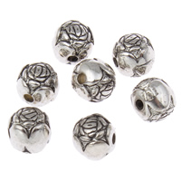 Plated CCB Plastic Beads, Copper Coated Plastic, Flower, antique silver color plated, nickel, lead & cadmium free, 6mm Approx 1mm 
