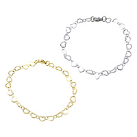 Stainless Steel Chain Bracelets, plated, heart chain Approx 7 Inch 