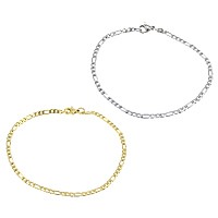 Stainless Steel Chain Bracelets, plated, figaro chain Approx 8 Inch 