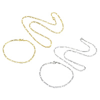 Refine Stainless Steel Jewelry Sets, bracelet & necklace, plated, figaro chain Approx 18 Inch, Approx 8 Inch 