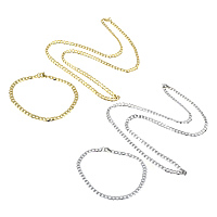 Refine Stainless Steel Jewelry Sets, bracelet & necklace, plated, curb chain Approx 23 Inch, Approx 8.5 Inch 