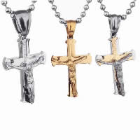Titanium Steel Pendants, Crucifix Cross, plated, for woman Approx 