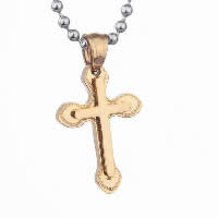 Titanium Steel Pendants, Cross, gold color plated, for woman Approx 