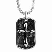 Titanium Steel Pendants, Rectangle, with cross pattern & for man & hammered & blacken Approx 3-5mm 