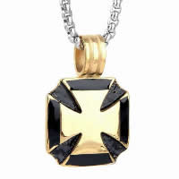 Titanium Steel Pendants, Cross, gold color plated, for man & blacken Approx 