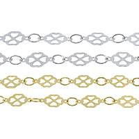 Stainless Steel Cable Link Chain, Four Leaf Clover, plated, bar chain 