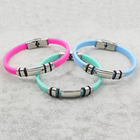 Silicone Stainless Steel Bracelets, with Silicone Approx 8 Inch 