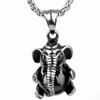 Titanium Steel Pendants, Elephant, for man & with cubic zirconia & blacken, 15mm Approx 