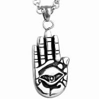 Titanium Steel Pendants, Evil Eye Hamsa, Islamic jewelry & for man & blacken Approx 