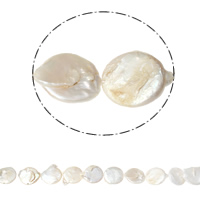 Pièce de culture des perles d'eau douce, perle d'eau douce cultivée, pièce de monnaie, naturel, blanc, 18-22mm Environ 0.8mm Environ 15.7 pouce, Vendu par brin