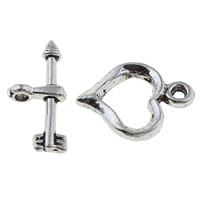 Zinc Alloy Toggle Clasp, Heart, antique silver color plated, single-strand, nickel, lead & cadmium free  Approx 1.5mm 