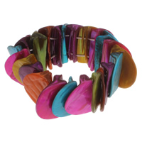Dyed carcasa pulsera, Concha de agua dulce, multicolor, 19x30x11mm, longitud:aproximado 6.5 Inch, Vendido por Sarta