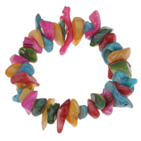 Dyed Shell Bracelet, Freshwater Shell, multi-colored - Approx 6.5 Inch 