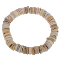 Freshwater Shell Bracelet, Flat Round, natural, white - Approx 7.5 Inch 