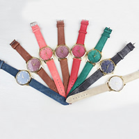 Bracelets de montre pour femmes, alliage de zinc, avec toile & verre, mouvement chinoise, Placage de couleur d'or, réglable, couleurs mélangées, 40mm, 18mm Environ 9.25 pouce, Vendu par PC