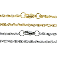 Cadena del collar de acero inoxidable, chapado, cadena de cuerda, más colores para la opción, 2.5mm, longitud:aproximado 20 Inch, Vendido por Sarta
