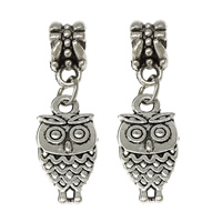 Zinc Alloy European Pendants, Owl, silver color plated, without troll & blacken  Approx 5mm 