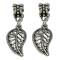 Zinc Alloy European Pendants, Leaf, silver color plated, without troll & hollow & blacken  Approx 5mm 