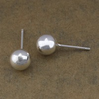 Sterling Silver Stud Earring, 925 Sterling Silver, Round, plated 0.7mm 