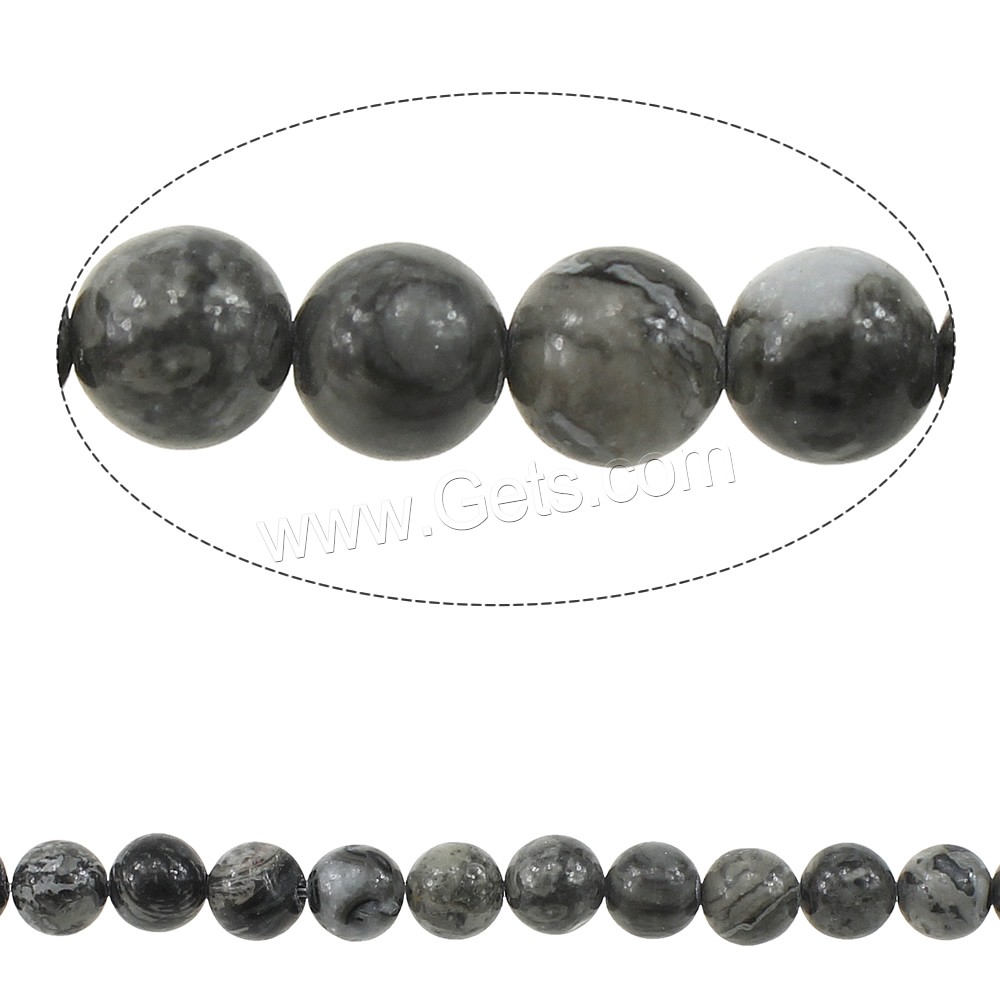 Map Stone Beads, Round, natural, different size for choice, Length:Approx 15 Inch, Sold By Strand